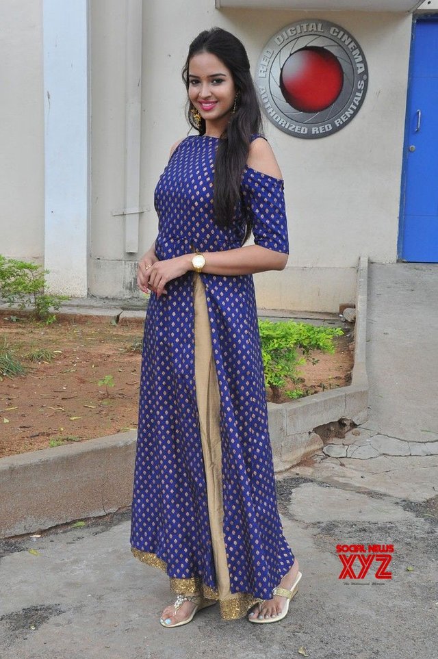 Actress Poojitha Ponnada Stills From Darshakudu Pressmeet