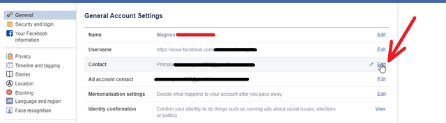 facebook general settings email change