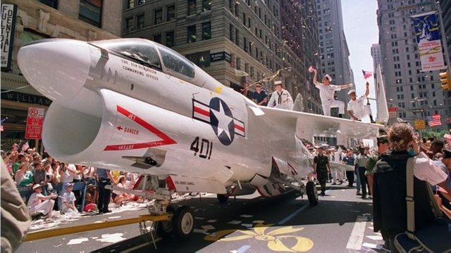 A Navy jet is pulled down Broadway Avenue in a June 1991 welcome ho![](https://cdn.steemitimages.com/DQmTkRHb4Bqzgs6myKSfpWKNEVw7fjxmSmCA4dsqgi7iczx/image.png)me parade for returning Gulf War troops