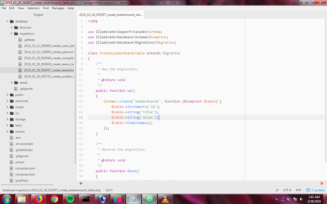 Screenshot of the leaderboards table migration