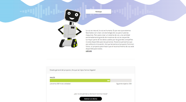 Captura Web del Proyecto Common Voice o Voz Común