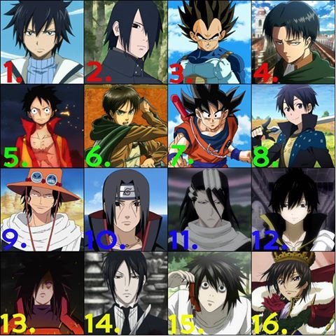 male anime characters with black hair