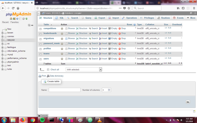 Screenshot of the EasyWiz tables