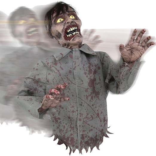 Bump And Go Animated Rolling Zombie Prop Halloween Decoration With Sounds