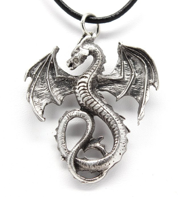 wearing a dragon pendant