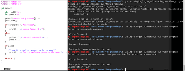 Figure 5. Simple Login Buffer Overflow Demonstration in C programming.png