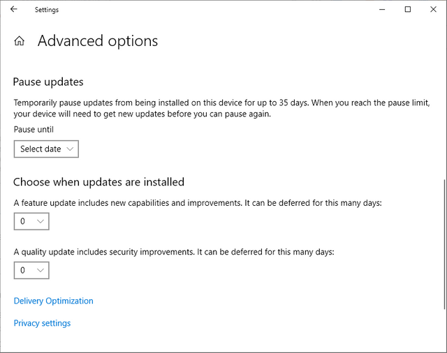 Windows 10 update advance