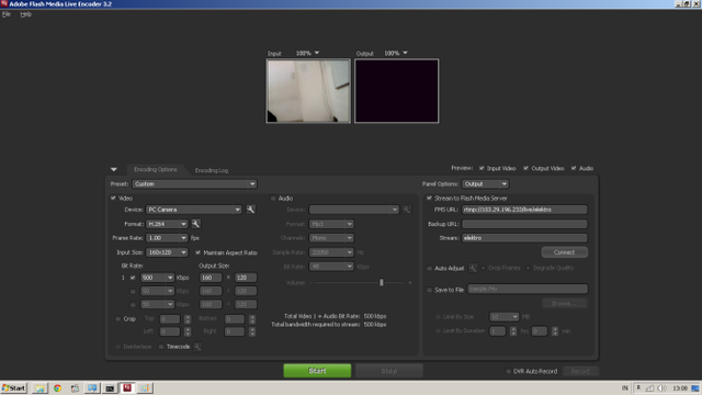 Gambar 3.6 Pengaturan streaming video pada Adobe Flash Media Live Encoder.png