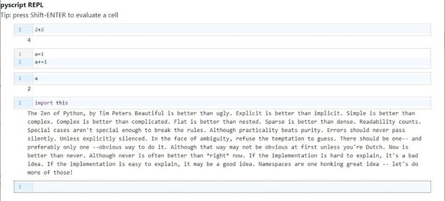 PyScript의 REPL 구성 요소.