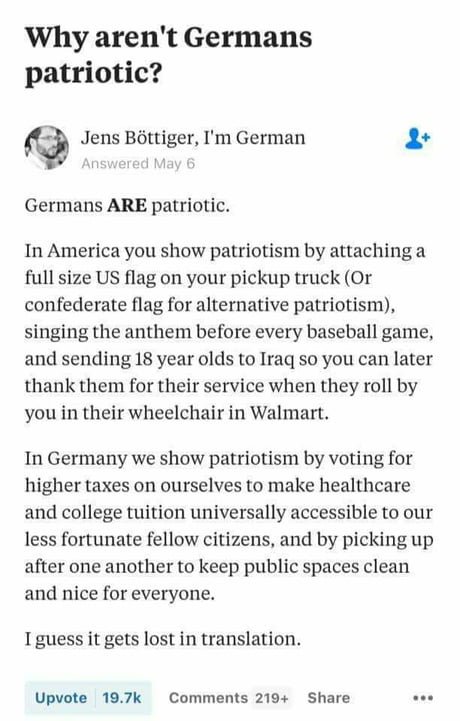 Why aren&#039;t Germans patriotic?