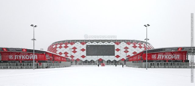 winter photo of the stadium Otkritie Arena Moscow Spartak