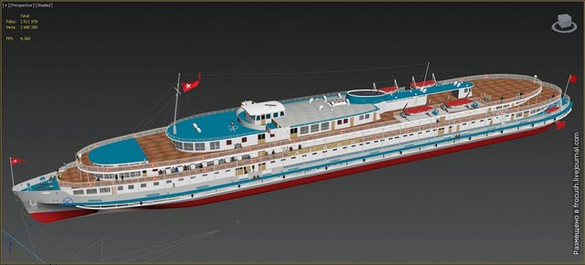 3D model diesel electric ship Lenin view from above