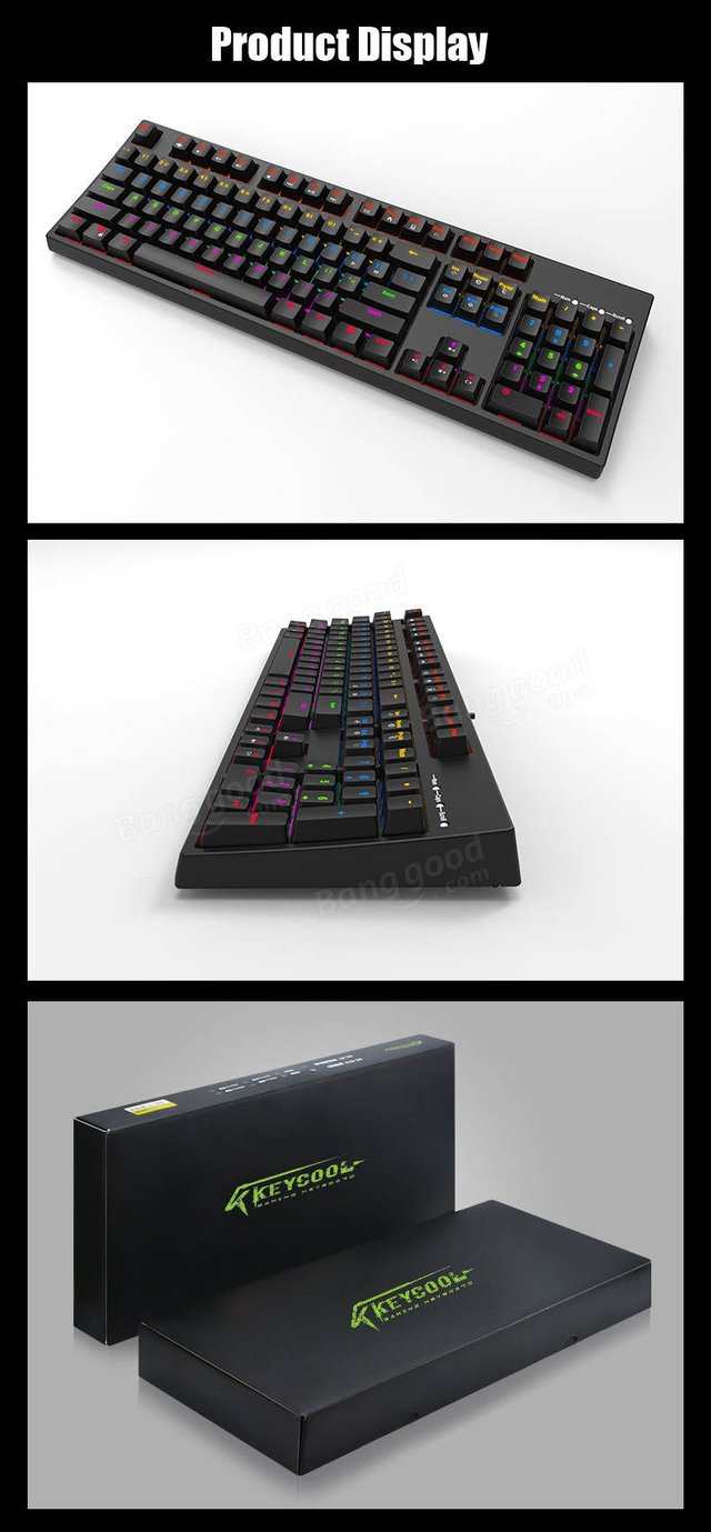 KEYCOOL Glory2S 104 Key NKRO Gateron Switch Mixed Backlit Mechanical Gaming Keyboard