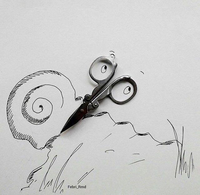 Drawing with a combination of a Scissor  Steemit
