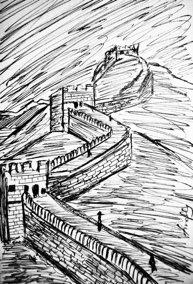 Great Wall Of China Ink Drawing Steemit