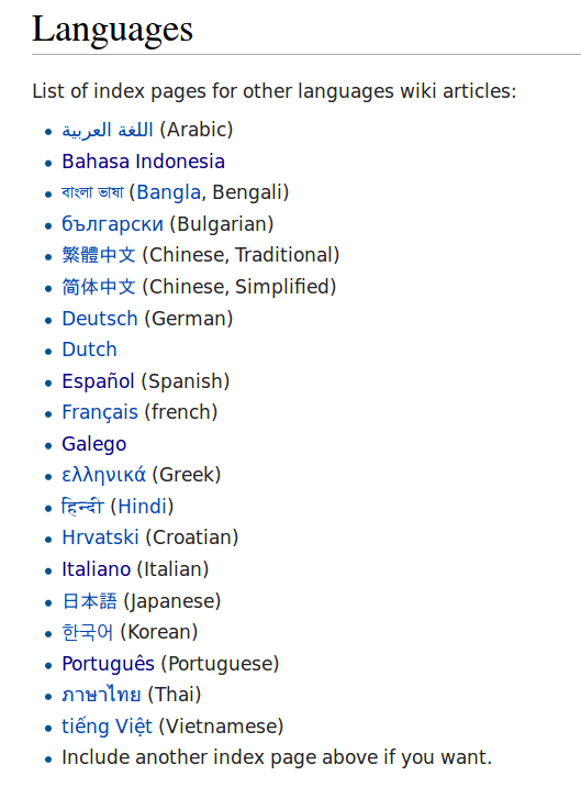 Idiomas en el Steem Center Wiki