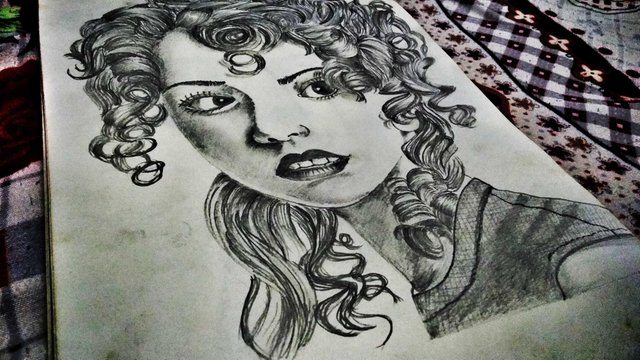 Pencil Sketch Of A Beautiful Lady With Curly Hair Made By Me — Steemit