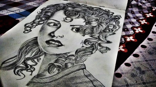 Pencil Sketch Of A Beautiful Girl With Curly Hair — Steemit