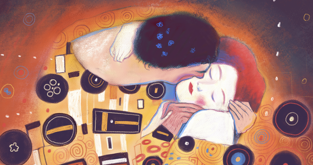 Iota logo, Gustav Klimt Kiss, Crypto Art and Design Challenge, Oksana Grivina, www.grivina.com