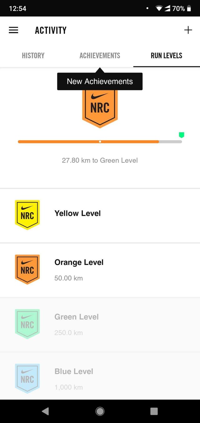 28 Kms to reach green in Nike Running Club App —