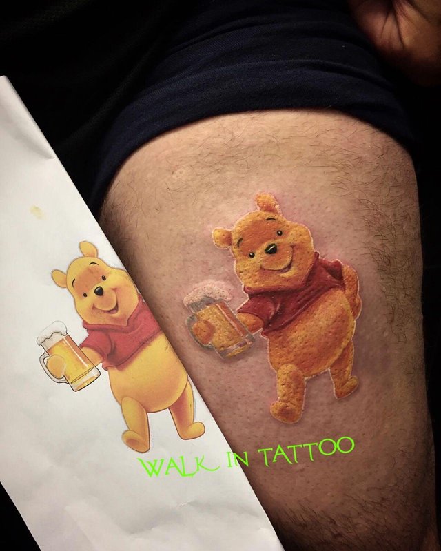 Winnie the Pooh done at Certified Tattoos Studios in Denver Colorado  r tattoo