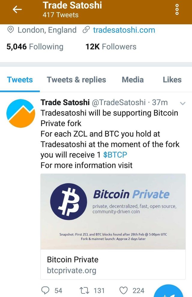 Tradesatoshi Will Support Bitcoin Private In Talks With Binance - 