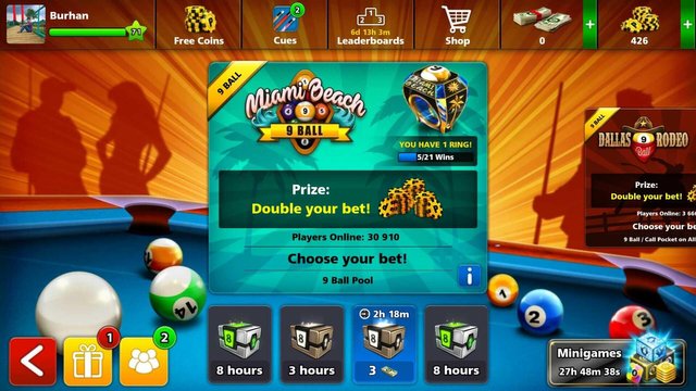 LEARN TO ALWAYS WIN THE GAME ALREADY AT FIRST TACADE! 8 BALL POOL - MIAMI  BEACH - 9 BALL 