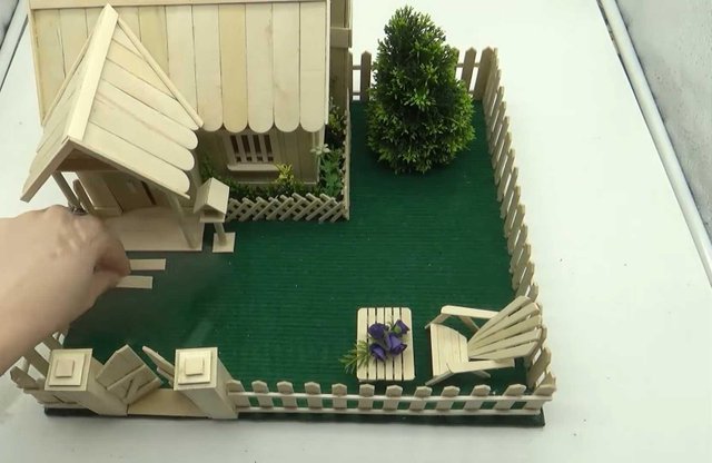 Popsicle sticks house for garden decoration 2nd attempt. — Steemit