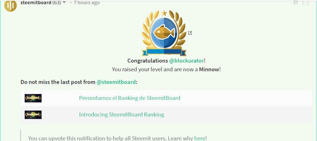 Steemit Minnow notification