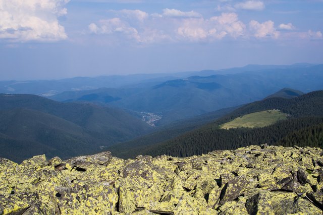 Mountains are blue in the distance