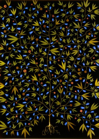 Super Plant – Fred Tomaselli – Psychoactive plant material(cannabis), acrylic and resin on wood panel.jpg