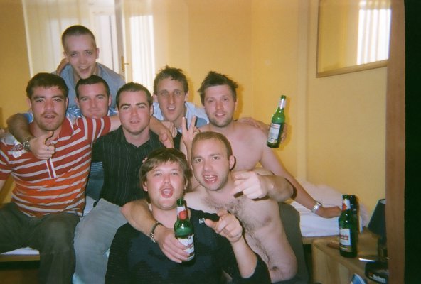 Dodgy camera and photo, but a few of us from the stag do - me centre black shirt and the stag front right