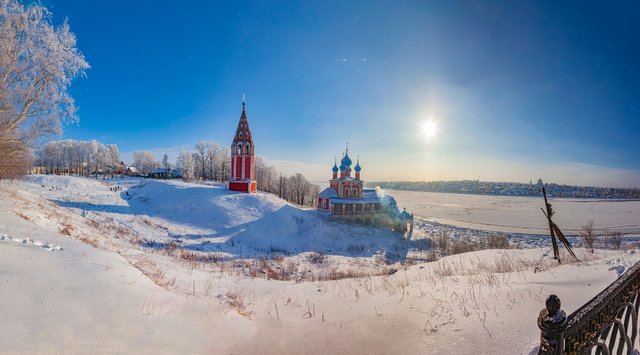 Winter fairy tale in the old Russian city