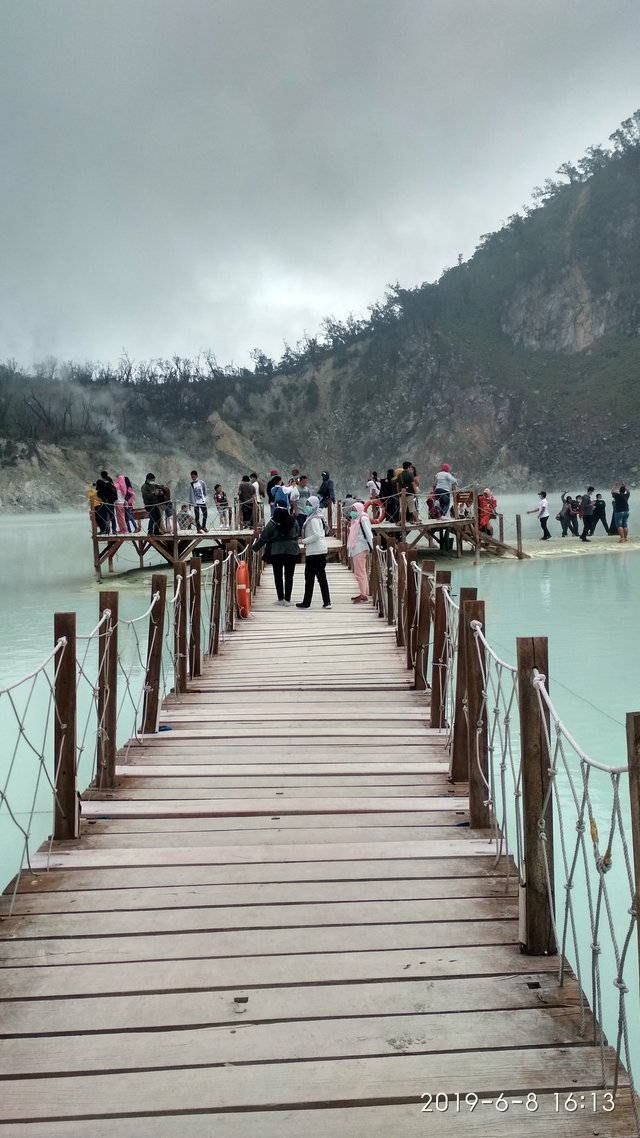 Bridge in the middle of the white crater