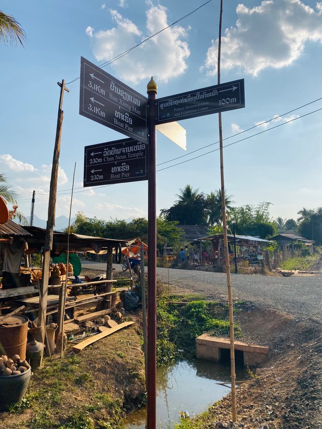 Even though the sign is in English, we couldn't find anyone in this village who was able to speak English. Luckily dictionaries are a thing!