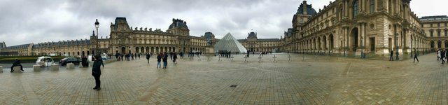 Cour Napoléon Panoramic View, Louvre Paris, France