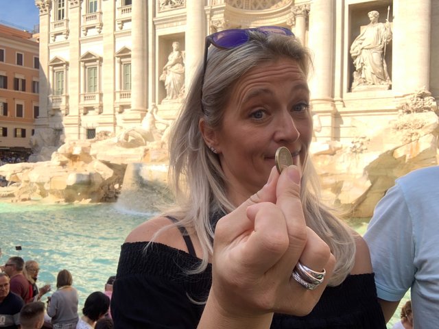 # A wish come true trouwring my good luck coin in the Trevi fountain