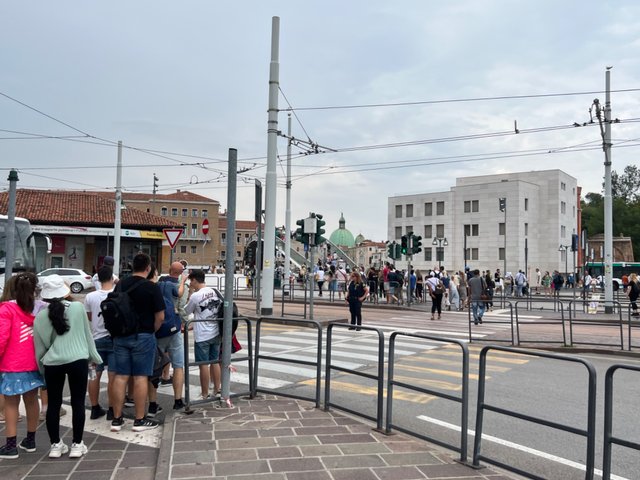 This is the exit from people mover and the the train from the parking lot to one of the many bridges that will take you into Venice city centre.