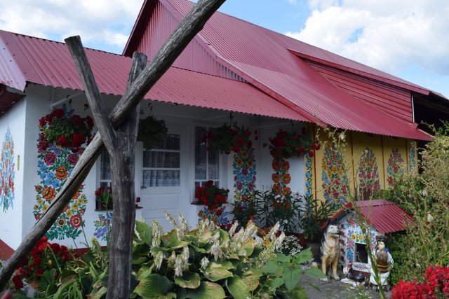 One of the beautifully painted cottages in Zalipie