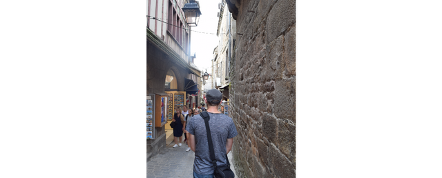 Checking out the streets of Mont Saint Michel