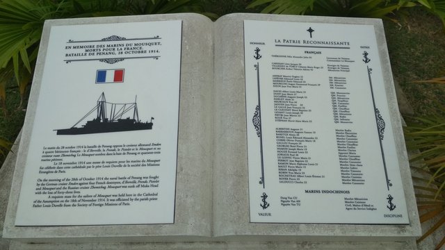 En memoire des marins du mousquet, morts pour la france. Bataille de Penang, 28 Octobre 1914.