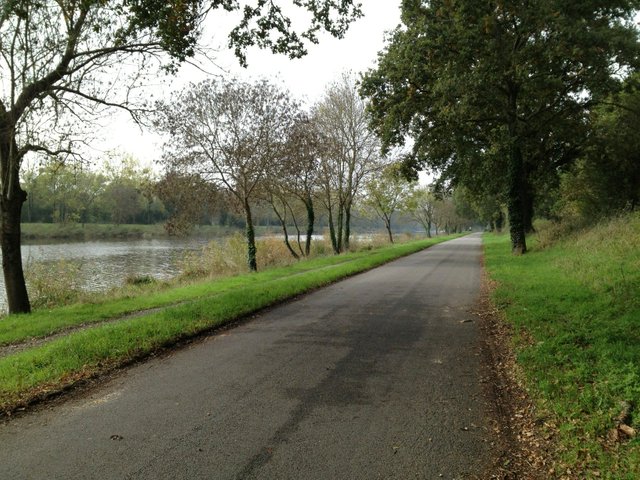 EuroVelo 6 route about 40 km upstream the Atlantic along the Canal de la Martiniere in the Loire-Atlantique region