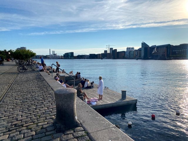 Locals enjoying a warm summer evening