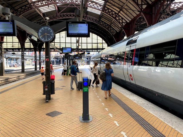 Boarding the train to Nykobing Falster