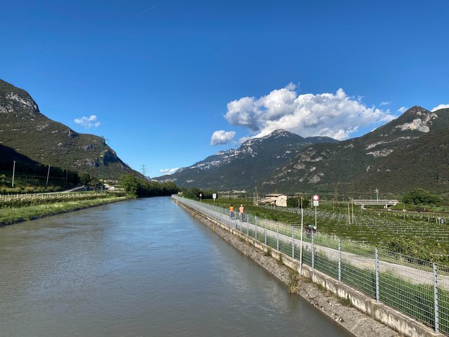 This canal feeds from Adige River upstream and runs in paralel with it
