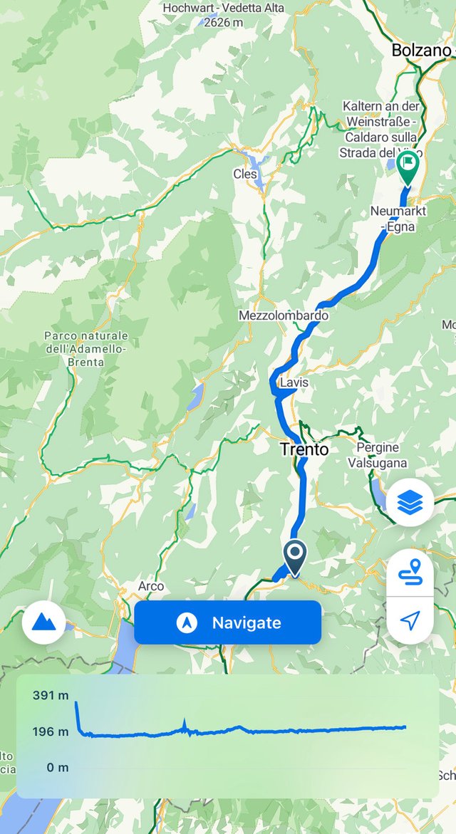 Day 3 map: Calliano to Auer - Ora 71 km