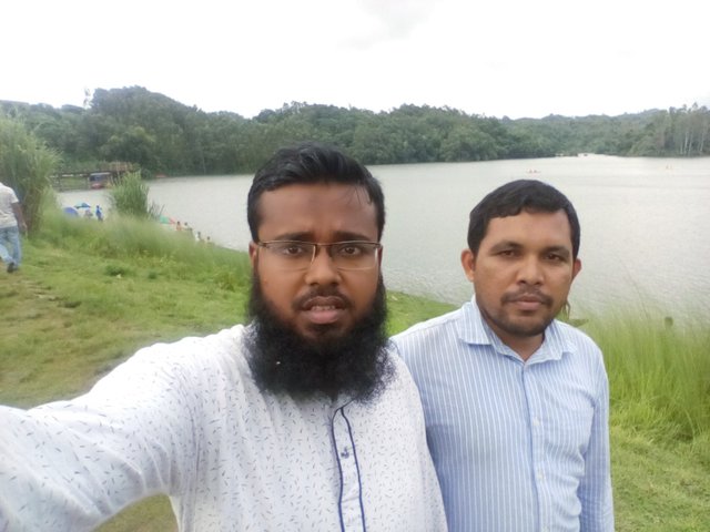 In front of Mahamaya Lake with friend