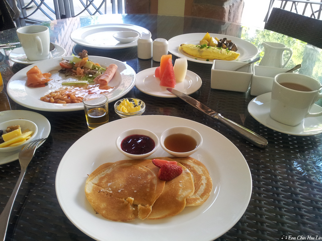 International buffet for breakfast at The Chateau.