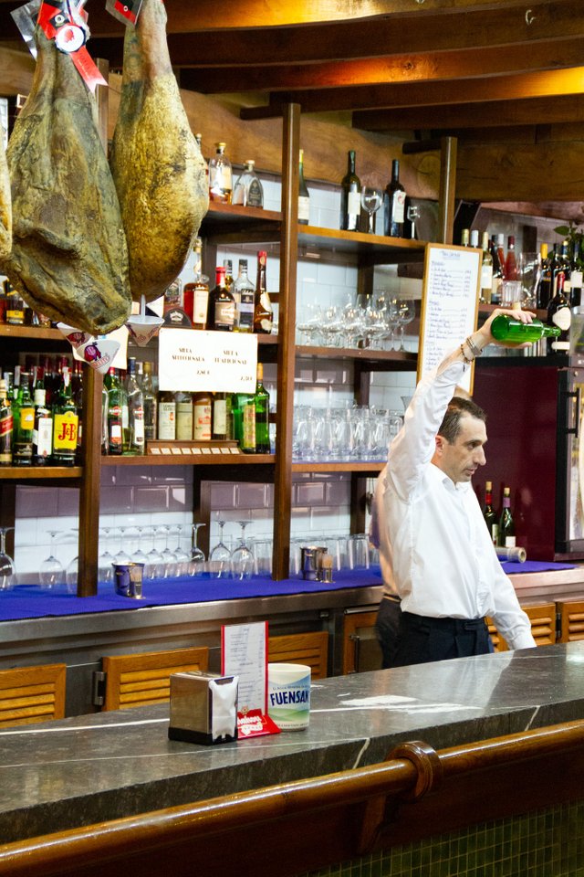 Traditional way of pouring Cider in Asturias