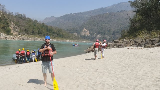 We were getting ready to swim in the river Ganges